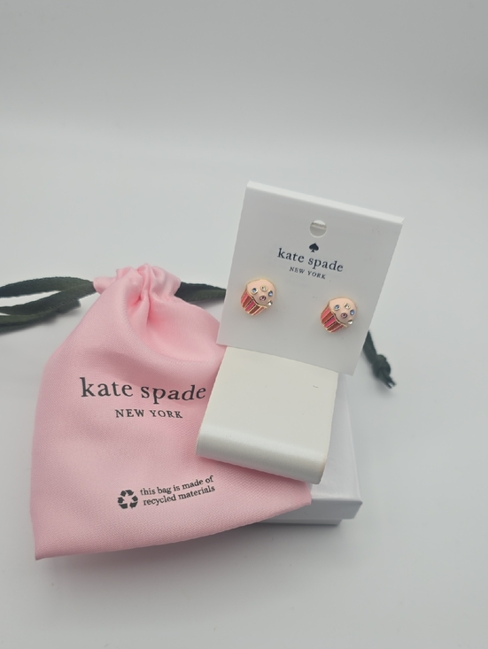 kate spade Jewelry - Kate Spade "Take The Cake" Pink Cupcake Crystal Stud Earrings (DUSTY)(NWT)✨️🧁✨️